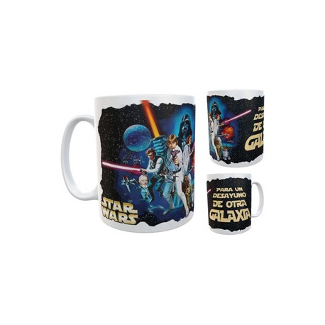 Taza Star Wars Desayuno De Otra Galaxia Cerámica Sable Luz