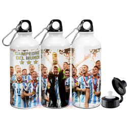 Botella Deportiva Messi Campeón Mundial Argentina Qatar 2022 Copa Personalizada con Nombre Aluminio Doble Tapa