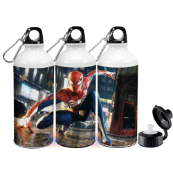 Botella Deportiva Spiderman Hombre Araña Comic Aluminio 2 Tapas