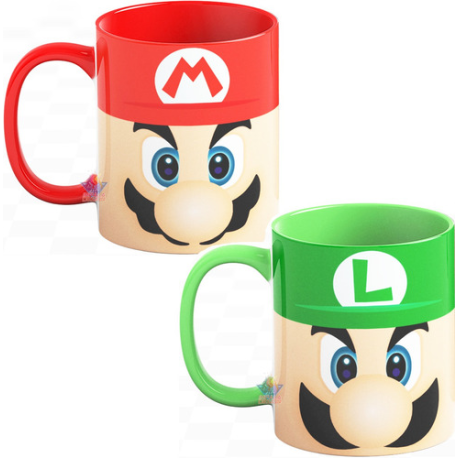 879986-MLA54894597299_042023,Juego De Tazas Cerámica Super Mario Bros Luigi Película 