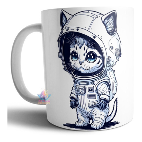 911305-MLA54872709865_042023,Taza De Cerámica Con Diseño De Gatito Astronauta Gato 