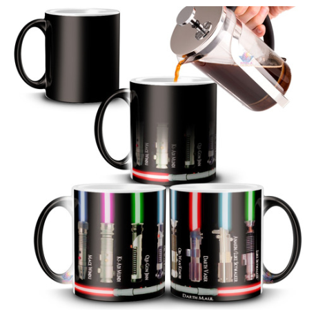 644151-MLA69659525367_052023,Taza Mágica Star Wars Sables De Luz Darth Vader Obi Wan 