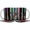 Taza Cerámica Star Wars Sables De Luz Darth Vader Obi Wan