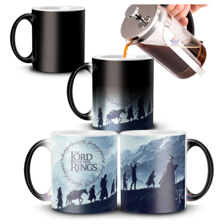 837706-MLA69644391160_052023,Taza Mágica El Señor De Los Anillos Comunidad Gandalf Frodo