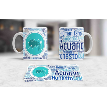 952869-MLA41335140651_042020,Taza Ceramica Acuario Astrologia Signos Zodiaco