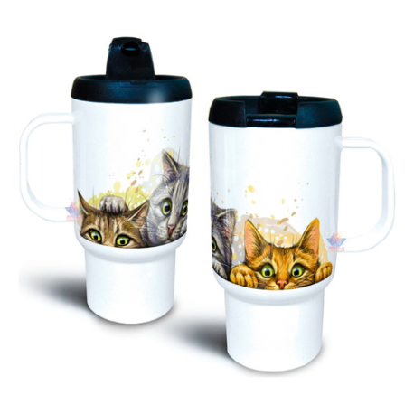 974137-MLA70679931345_072023,Jarro Térmico Gatos Gatitos Gato Mascota Plástico Con Tapa