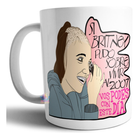 674054-MLA71683630197_092023,Taza Cerámica Britney Spears Rapada Mal Día Frase Pelada