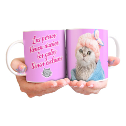 647271-MLA72368514216_102023,Taza Gato Relax Perro Dueño Esclavos Cerámica Spa Gatitos