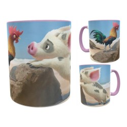 Moana Cerdo Pua Gallo Heihei Cerdito Disney Taza Int Rosa