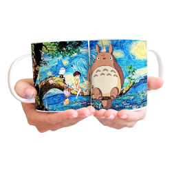 993640-MLA73668485995_122023,Taza Mi Vecino Totoro Van Gogh Cerámica Studio Ghibli Gato