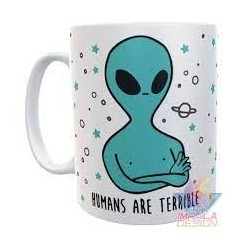 Taza Plástica Alien Humans Are Terrible Irrompible