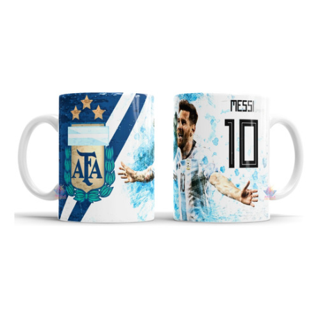 913111-MLA73632141142_122023,Taza De Cerámica Messi Campeón Mundial Escudo Afa Estrellas