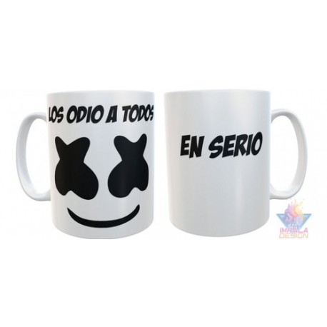 Taza Plástica Marshmello Los Odio A Todos En Serio Irrompible