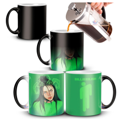 707152-MLA52067075253_102022,Taza Mágica - Billie Eilish - Verde Cerámica Termosensible