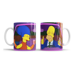 638056-MLA74718504899_022024,Taza De Cerámica Simpsons Homero Marge Jovenes Amor Auto 