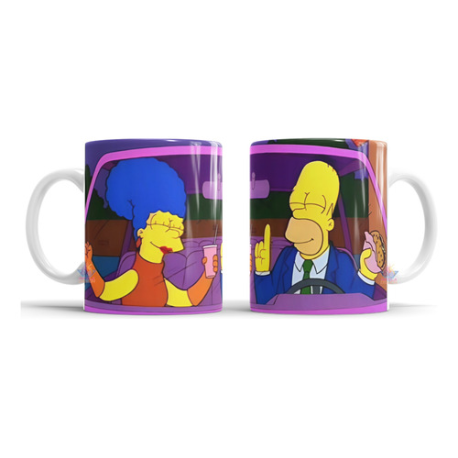638056-MLA74718504899_022024,Taza De Cerámica Simpsons Homero Marge Jovenes Amor Auto 