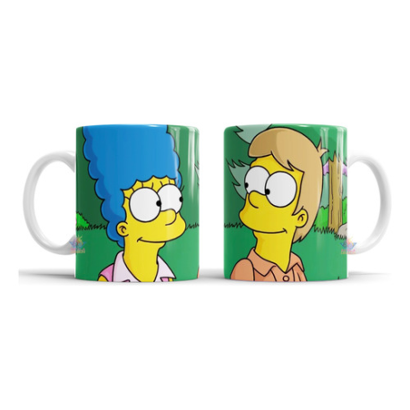 862385-MLA74718504885_022024,Taza Cerámica Simpson Homero Marge Jovenes Amor Primer Beso