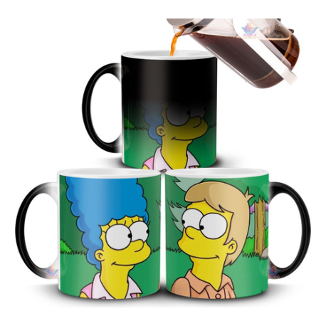 823760-MLA74590578200_022024,Taza Magica Simpson Homero Marge Jovenes Amor Primer Beso