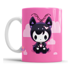 868459-MLA74679996765_022024,Taza Cerámica Kuromi My Melody Hello Kitty Personaje Punk M1