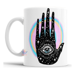 954622-MLA75724230366_042024,Taza De Cerámica Meditación Cartas Tarot Ojo Sol Mano Mod 10