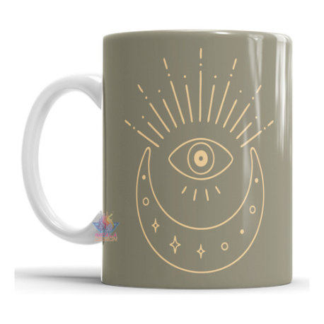 788820-MLA75891525057_042024,Taza Cerámica Meditación Cartas Tarot Gato Luna Sol Mod 09