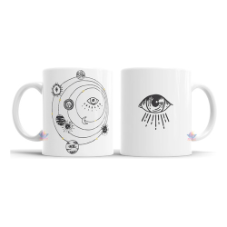 743923-MLA75890751585_042024,Taza De Cerámica Meditación Cartas Tarot Ojo Sol Luna Mod 01