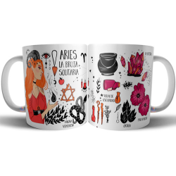 977235-MLA75723153460_042024,Taza Cerámica Bruja Zodiaco Signo Aries Astrologia Tarot 