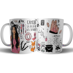 709518-MLA75723626570_042024,Taza Cerámica Bruja Zodiaco Signo Cáncer Astrologia Tarot 