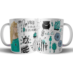 663488-MLA75890401889_042024,Taza Cerámica Bruja Zodiaco Signo Virgo Astrologia Tarot 