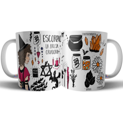 832144-MLA75723626868_042024,Taza Cerámica Bruja Zodiaco Signo Escorpio Astrologia Tarot 