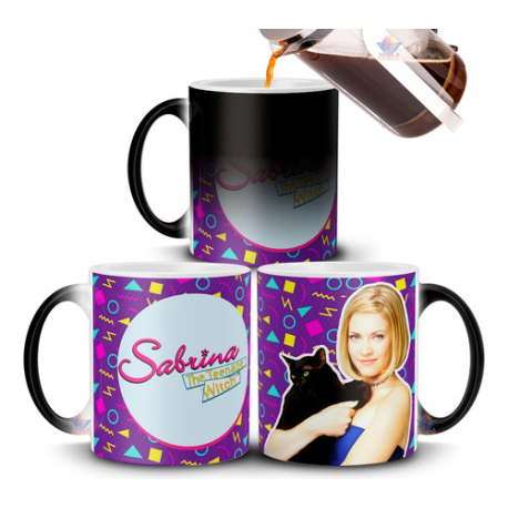 641305-MLA75523936429_042024,Taza Mágica Cerámica Sabrina Bruja Adolescente Gato Salem 