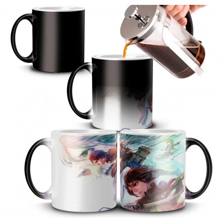 Taza Mágica Attack On Titan Levi Anime Termosensible Mod 02