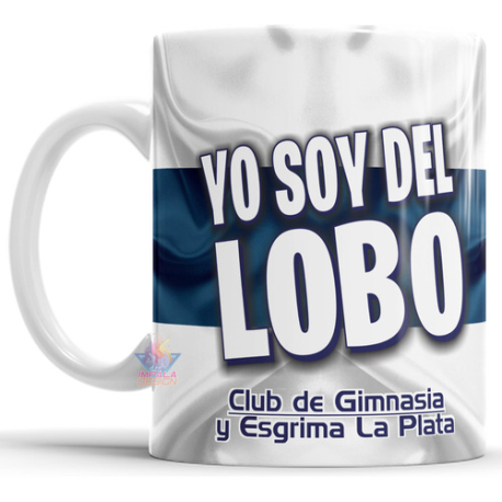 706316-MLA75660800199_042024,Taza De Cerámica Gimnasia Y Esgrima Lobo La Plata Fútbol 