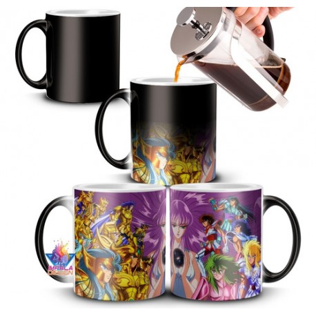 Taza Mágica Caballeros Del Zodiaco Athena Cerámica Térmica