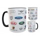 Taza Mágica Cerámica Ford Chevrolet Toyota Renault Fiat