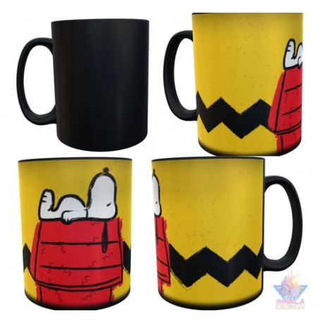 Taza Mágica Snoopy Casa Acostado Perro Beagle Cerámica