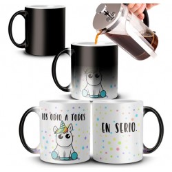 Taza Mágica Cerámica Los Odio A Todos Unicornio