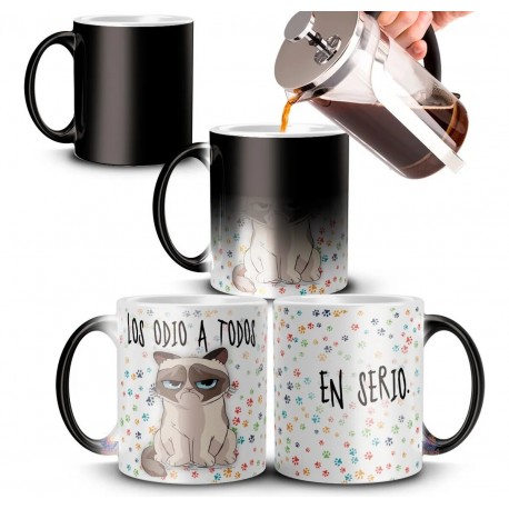 Taza Gato Mágica Los Odio A Todos En Serio Tasa Unicornio