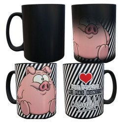 Taza Mágica Chancho Cerdo Amor Frase Casualidad Cerámica