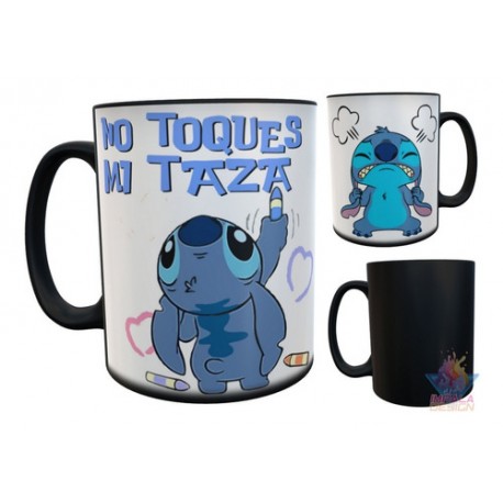 Taza Mágica Stitch Pintando No Toques Mi Taza Disney Cerámica