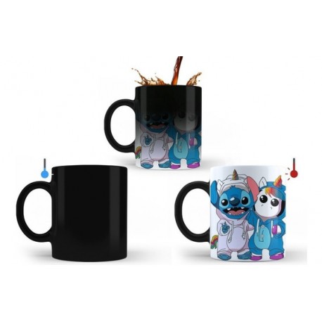 Taza Mágica Stitch Y Unicornio Disfraz Cerámica Termosensible