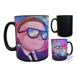 Taza Mágica Rick Y Morty Lentes Traje Negro Cerámica