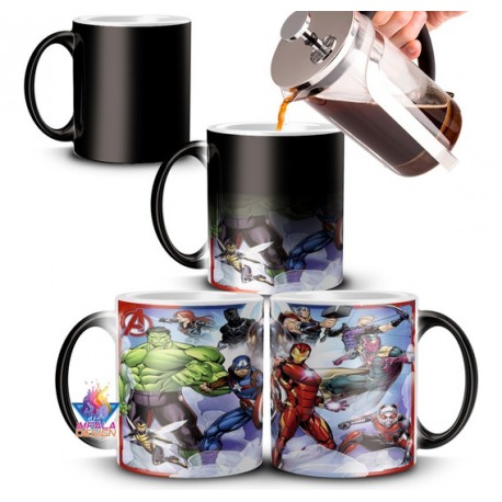 Taza Mágica Avengers Cerámica Hulk Iron Man Capitán América