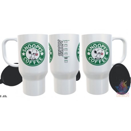 Jarro Térmico Starbucks Snoopy Coffee Café Logo Plástico