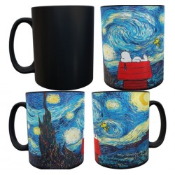 Snoopy Noche Estrellada Van Gogh Cuadro Taza Mágica