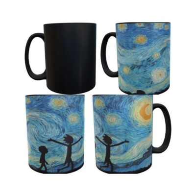 Taza Mágica Rick And Morty Noche Estrellada Van Gogh Cuadro