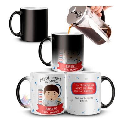 Taza Mágica Mejor Barbero Del Mundo Barbería Cerámica