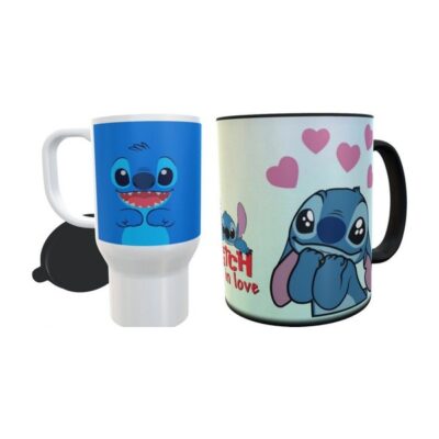 Jarro Térmico Y Taza Mágica Set Combo Stitch In Love Disney