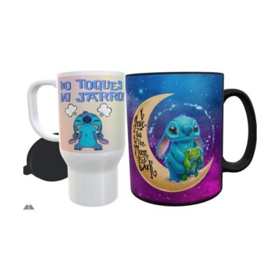 Stitch Jarro Térmico Y Taza Mágica Set Combo Disney Kit