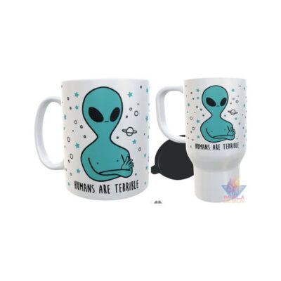 Combo Set Jarro y Taza Cerámica Alien Humans Are Terrible